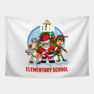 Team Elementary School Santa Elf Reindeer Flossing Christmas Tapestry