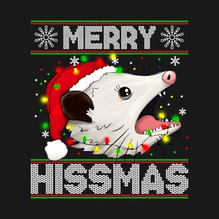 Funny Xmas Merry Hissmas Possum Lovers Opossum Christmas T-Shirt