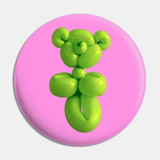 Green teddy bear balloon on pink Pin