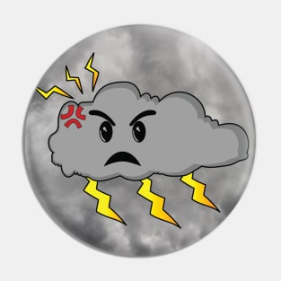 Fantasy Angry Cloud With Lightning Pin