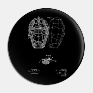 Baseball Catcher Mask Vintage Patent Drawing Pin