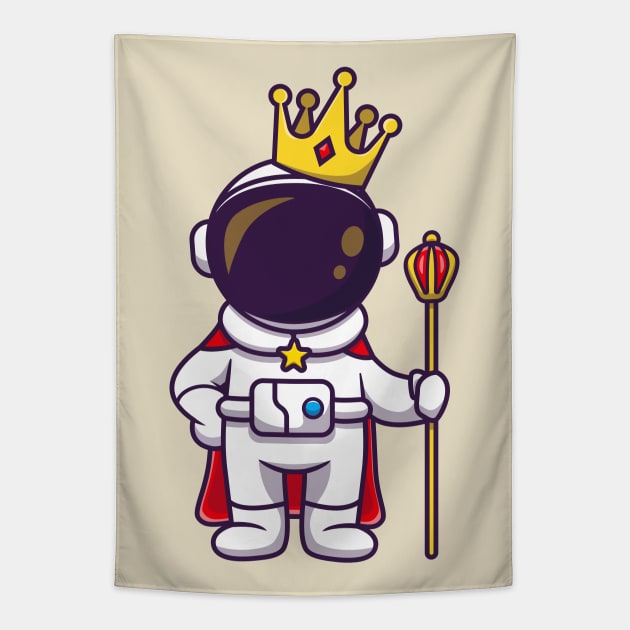 Cute Astronaut King With Crown Tapestry by Catalyst Labs