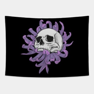 Chrysanthemum Skull Whimsigoth Design Tapestry