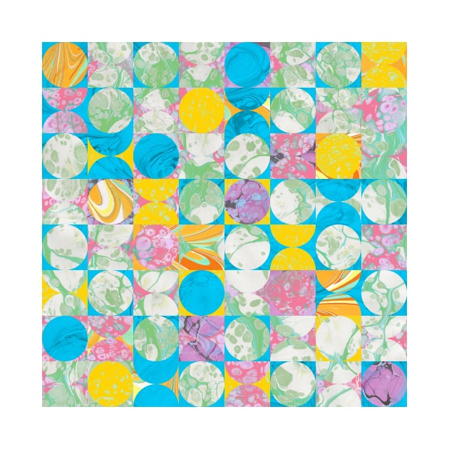 Retro 1960s Psychedelic Bright Circle Pattern Marbled by MarbleCloud