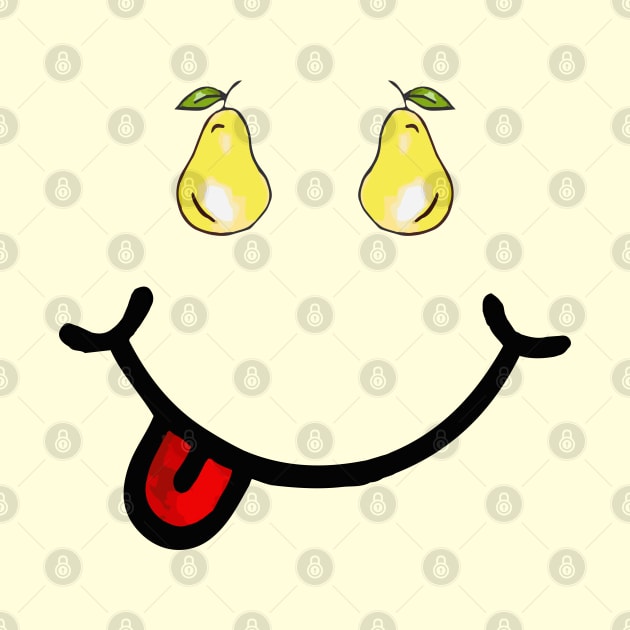 Pear & Smile (in the shape of a face) by Tilila