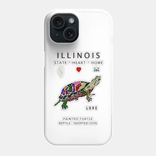 Illinois, Painted Turtle, Love, Valentines Day, State, Heart, Home, State Symbols Phone Case