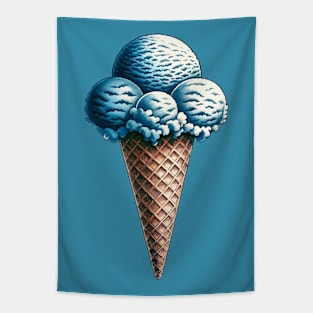 Triple Scoop Blue Ice Cream Tapestry