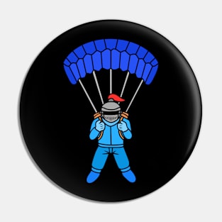 Cartoon knight with parachute Pin