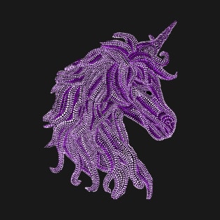 Mythical Unicorn - Monochrome Purple T-Shirt