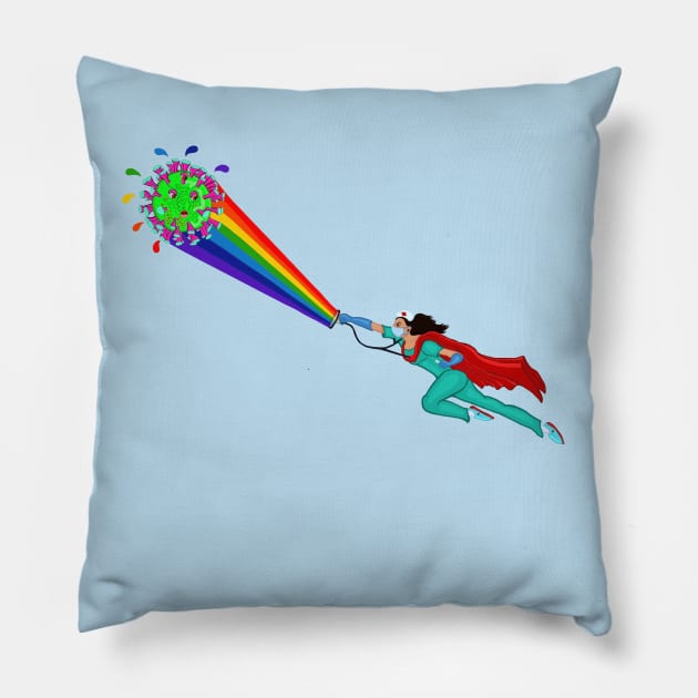 Superhero Nurse Comic Pillow by Art by Deborah Camp