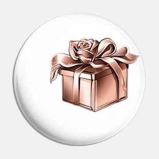 Elegant Rose Gold Gift Box Illustration No. 635 Pin