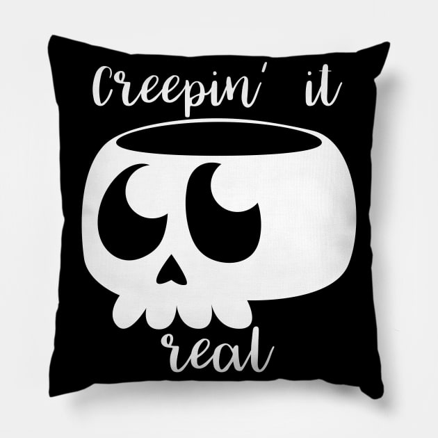 Funny Halloween Skull Gift Pillow by Foxxy Merch