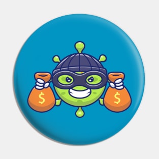 Cute virus with money cartoon 9 Pin