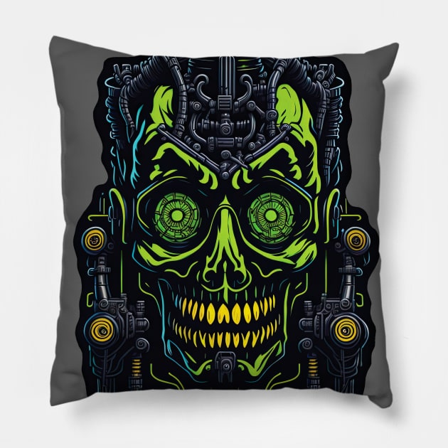 Cyborg Heads S02 D38 Pillow by Houerd