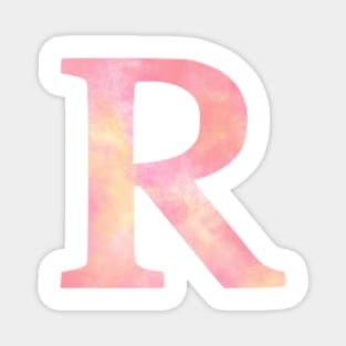 The Letter R Orange and Pink Watercolor Magnet