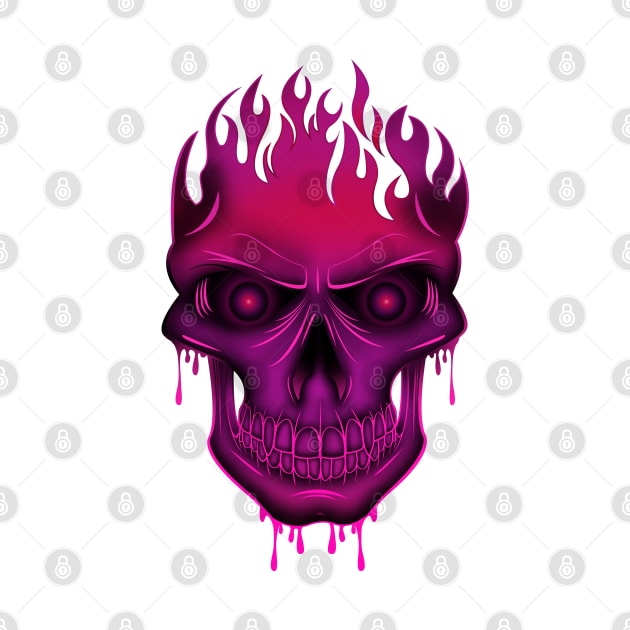 Flame Skull - Hot Pink by adamzworld