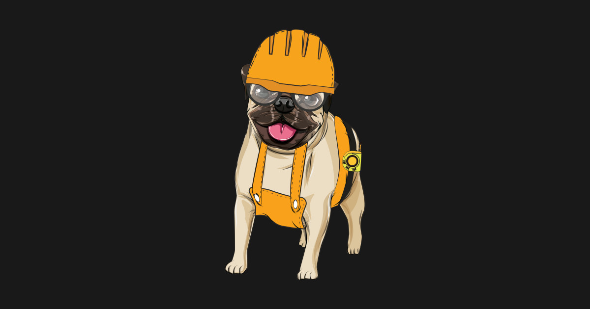 men construction worker architect dog Tshirt gift Pug TShirt