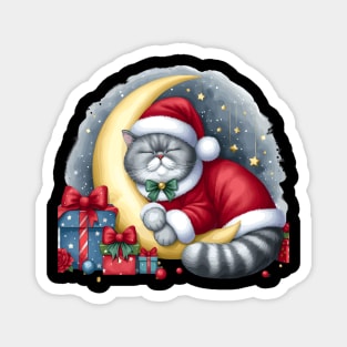 British Shorthair Cat On The Moon Christmas Magnet