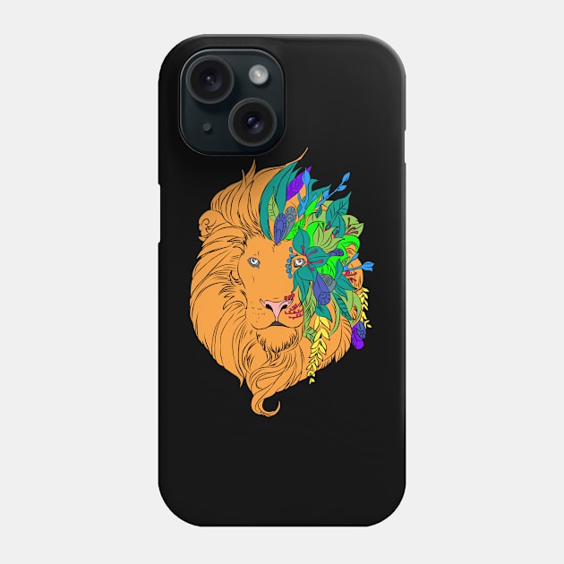 Floral lion Phone Case by PassKoms