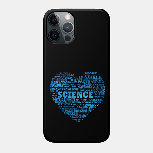 Science Heart Word Cloud in Space Blue - Science - Phone Case