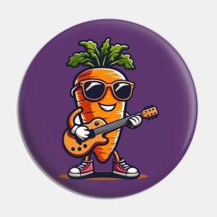 Carrot Playing Guitar Pin