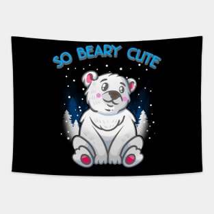 So Beary Cute Adorable Polar Bear Cub Pun Tapestry