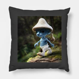 Funny blue mushroom Cat Meme we love live lie Pillow