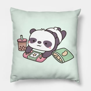 Cute Chilling Panda With Game Console Pillow