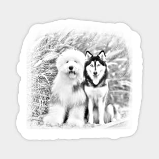 Husky Sketch Art T-Shirt Magnet