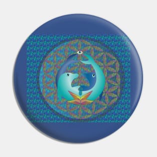 Lotus yin yang dolphins Pin