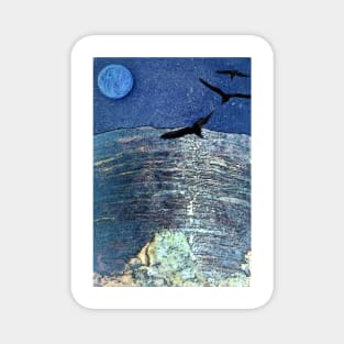 black gulls blue night Magnet