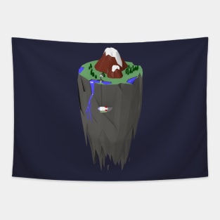 Floating Lo-Poly 3D Minimalist Island Tapestry