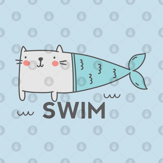 Cute cat relaxing in the swimming pool by Sticker deck