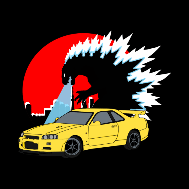 Yellow Godzilla Skyline by VanityChiks