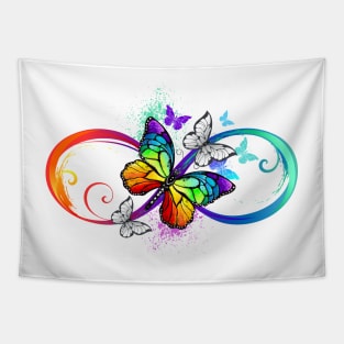 Bright infinity with rainbow butterfly Tapestry