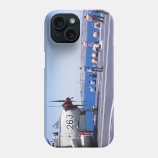 Fairey Gannet (nose of) alongside sailors on board the Royal Navy aircraft carrier HMS Hermes in the 1960s Phone Case