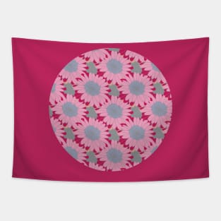 Mothers Day Pink Daisy Gerbera Floral Pattern Circle Tapestry