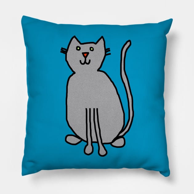 Cat Silver Pillow by ellenhenryart