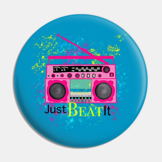 80's Just Beat It Retro Graphic Pin by Blue Moon Barn