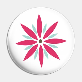 Retro Flower in pink, light blue, and brown Pin