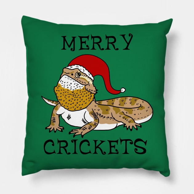 Merry Crickets Santa Bearded Dragon Pillow by SNK Kreatures