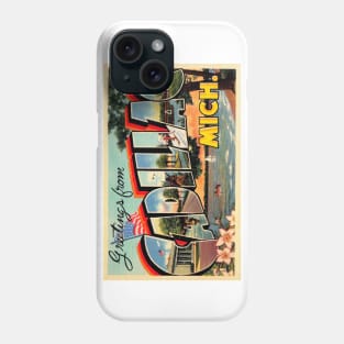 Greetings from Cadillac, Michigan - Vintage Large Letter Postcard Phone Case