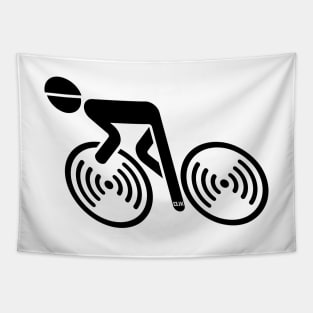 Racing Cyclist (Racer, Road Bike, Bicycle / L<–R / Black) Tapestry