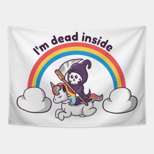 Rainbow's End: The Grim Reaper Rides a Dead Inside Unicorn Tapestry