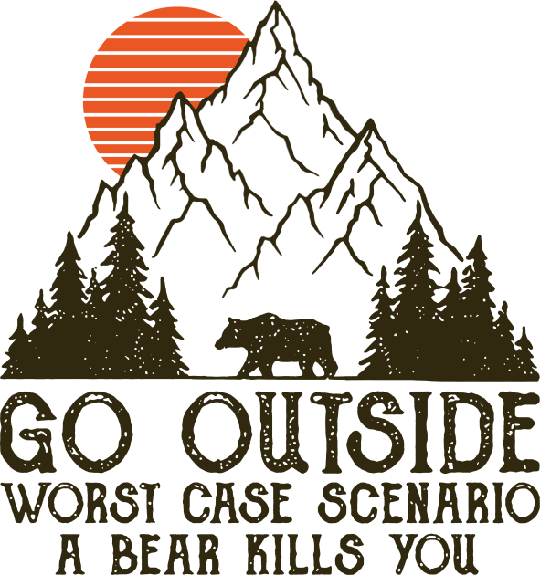 Go Outside worst case scenario a bear kills you mode transparant Kids T-Shirt by sudaisgona