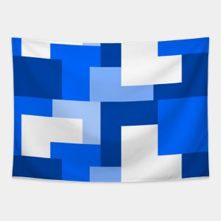 Blue abstract squares tiles pattern Tapestry