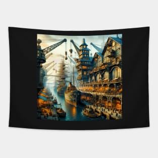 Harbor of the Clockwork Sun Tapestry