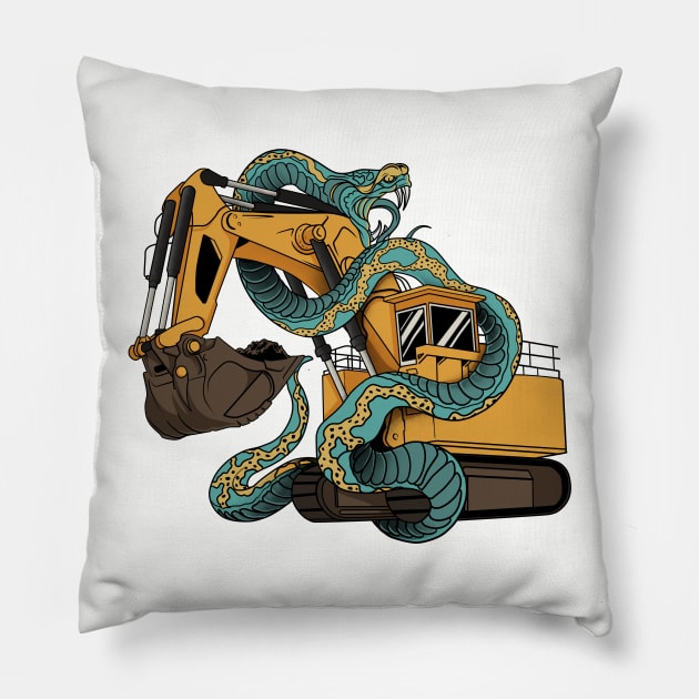 Excavator vs anaconda Pillow by damnoverload