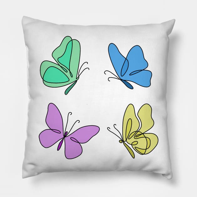 Multicolor Butterflies Pillow by Lil-Bit-Batty