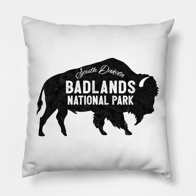 Badlands National Park South Dakota American Bison Buffalo Pillow by TravelTime